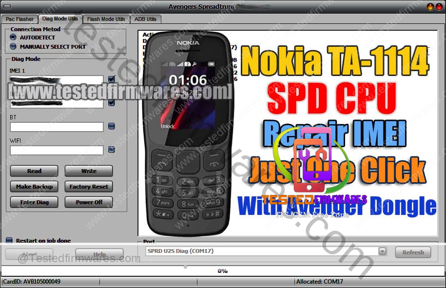 Nokia TA-1114 SPD Repair IMEI Just One Click With Avenger Dongle By[www.testedfirmwares.com]