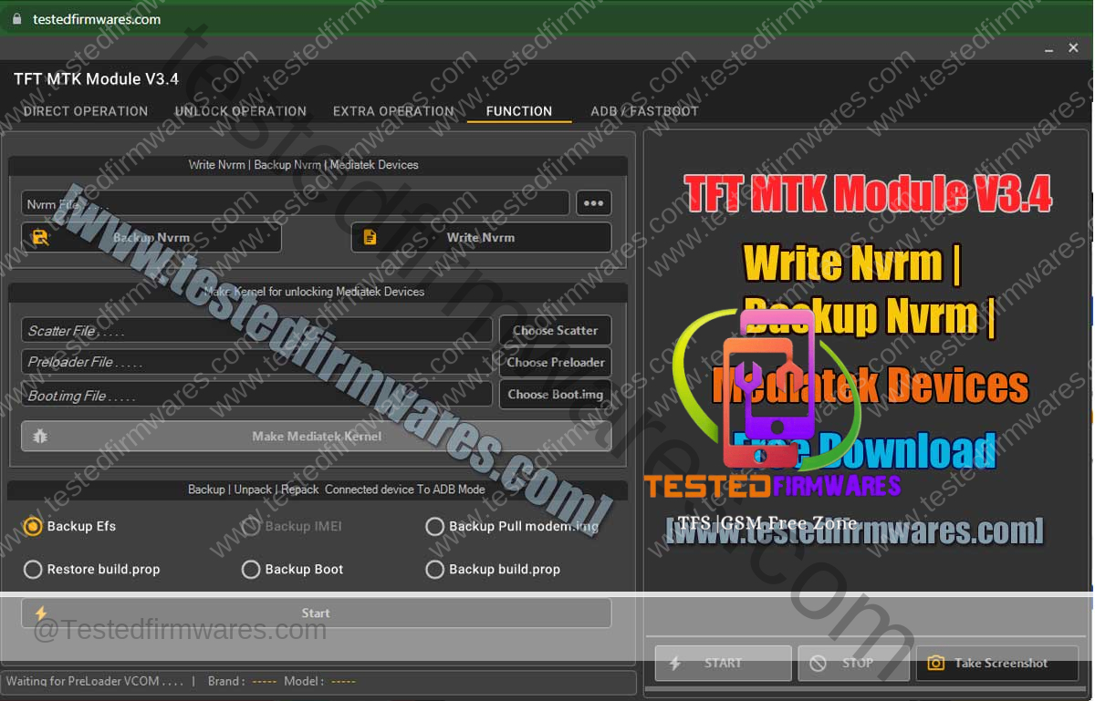 TFT MTK Module V3.4 Free Download,Write Nvrm | Backup Nvrm | Mediatek Devices Free Download By[www.testedfirmwares.com]