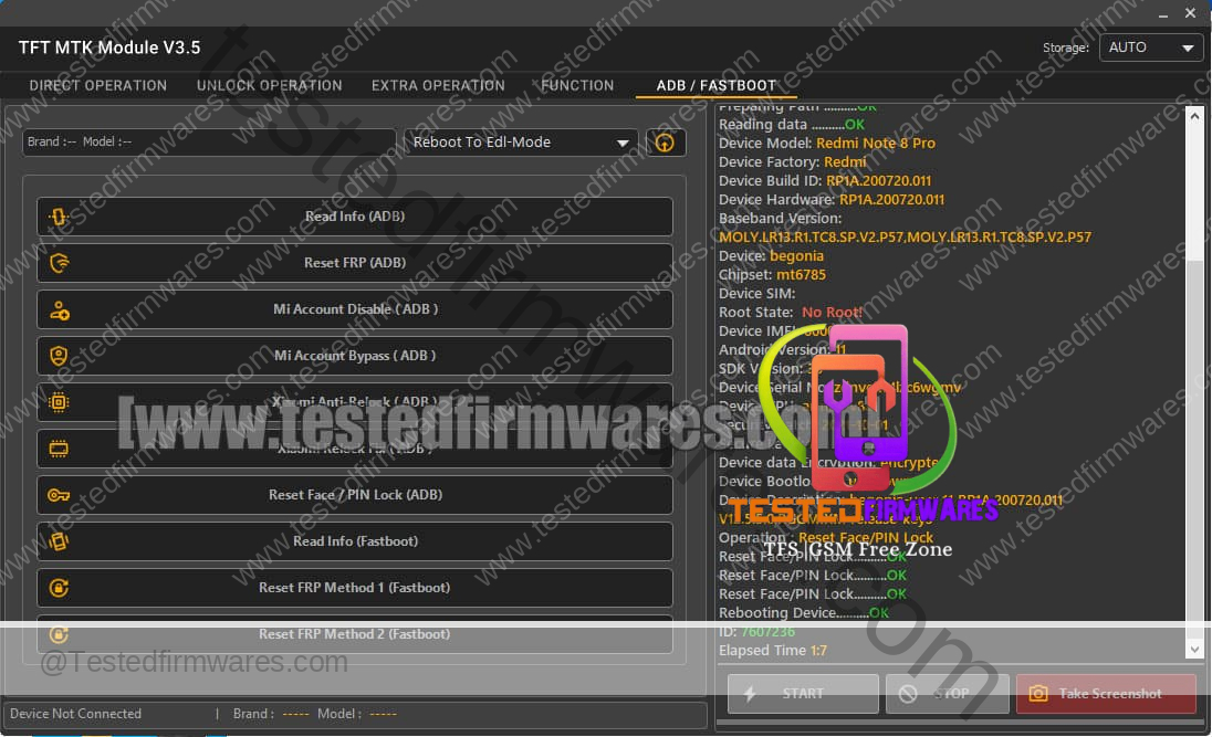 TFT MTK V3.5 One Click Unlock Screen Lock Mi Account FRP Remove Free Tool 2022 , Fixed All Error By[www.testedfirmwares.com]