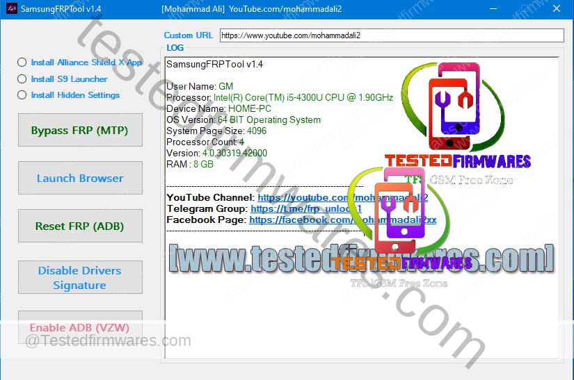 Samsung FRP Tool v1.4 Direct Alliance Shiled X By[www.testedfirmwares.com]